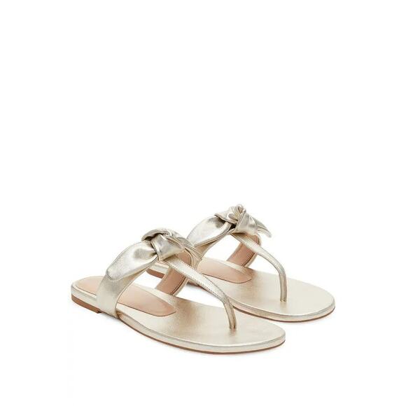 STUART WEITZMAN Metallic Gold BANDEAU T-STRAP SLIDE - 6.5 - Picture 1 of 8